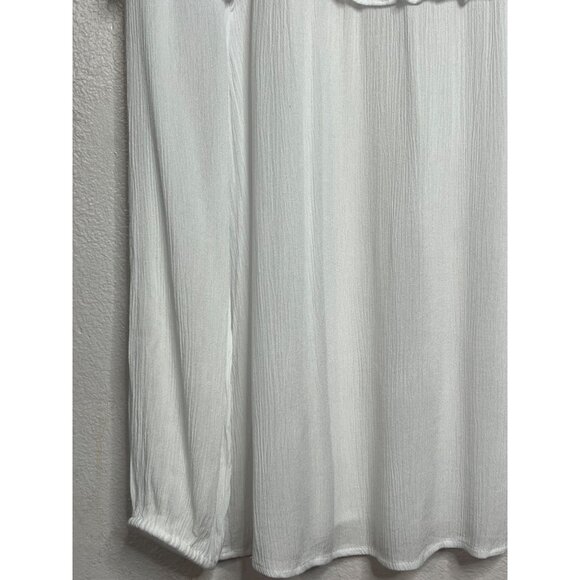 C Est 1946 White Crochet Yoke Ruffle Long Sleeve Blouse XL Minimalist Lt Weight - Picture 5 of 16